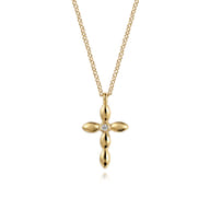 14K Yellow Gold Diamond Cross Necklace 0.02ct