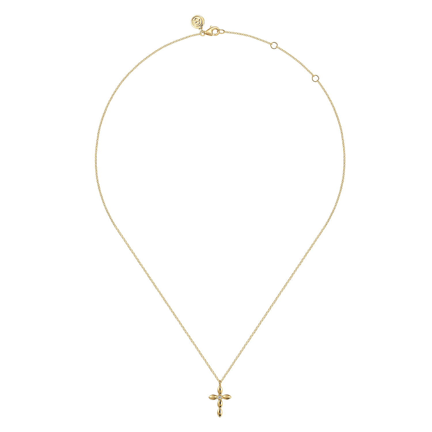 14K Yellow Gold Diamond Cross Necklace 0.02ct