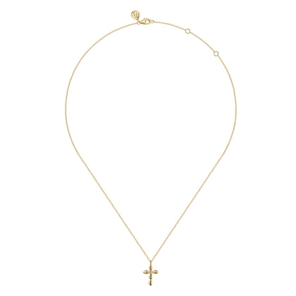 14K Yellow Gold Diamond Cross Necklace 0.02ct