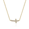 14K Yellow Gold Diamond Cross Necklace 0.07ct - 0.07 ct