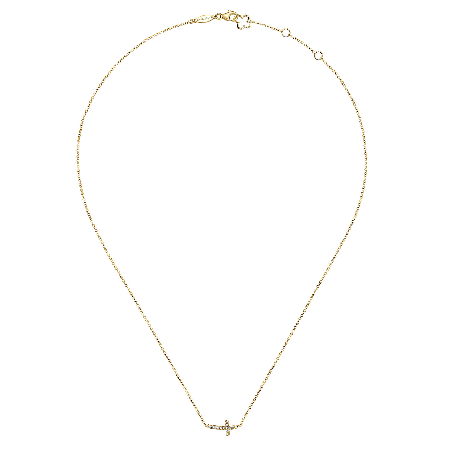 14K Yellow Gold Diamond Cross Necklace 0.07ct - 0.07 ct - Shot 2