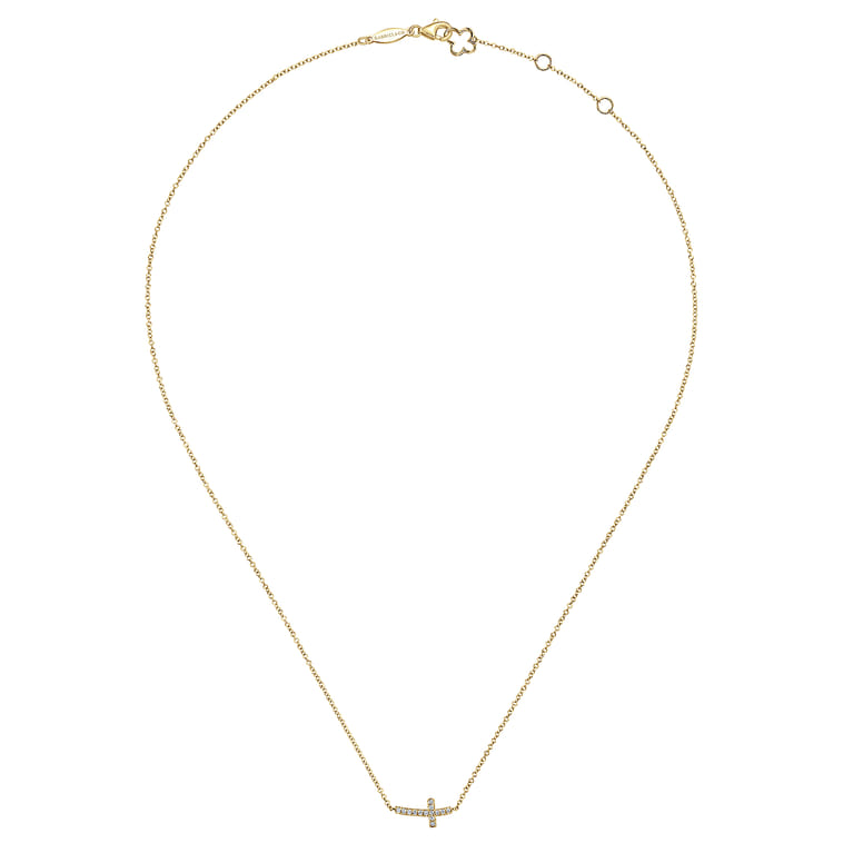 14K Yellow Gold Diamond Cross Necklace 0.07ct - 0.07 ct - Shot 2