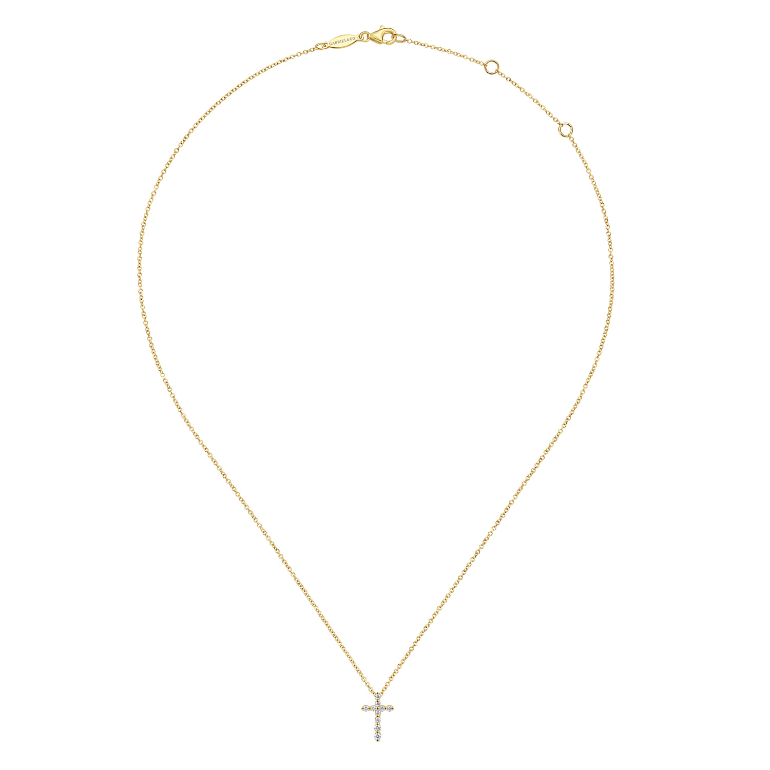 14K Yellow Gold Diamond Cross Necklace - 0.16 ct - Shot 2