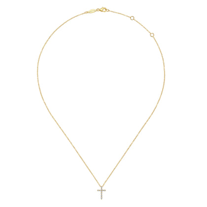 14K Yellow Gold Diamond Cross Necklace