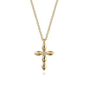 14K Yellow Gold Diamond Cross Necklace