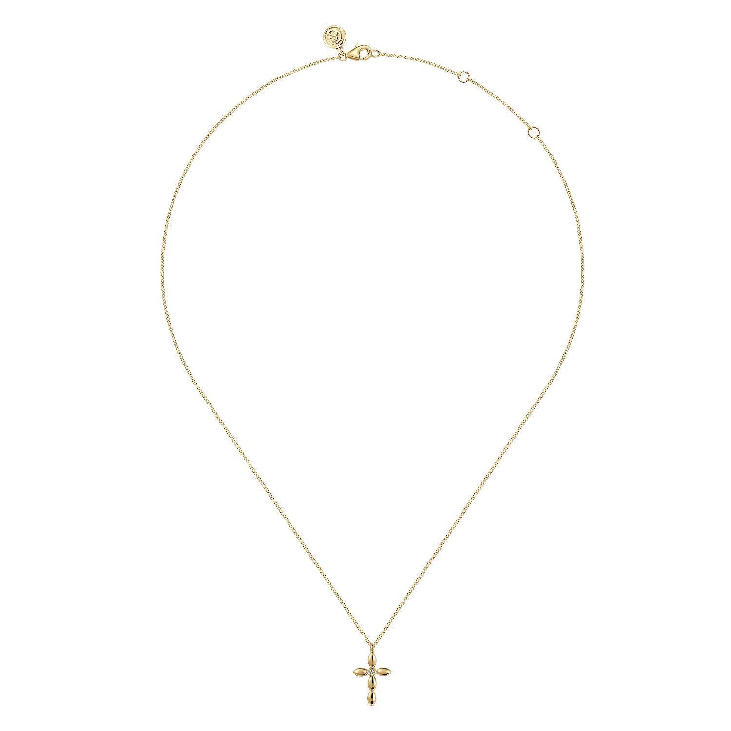 14K Yellow Gold Diamond Cross Necklace