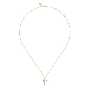 14K Yellow Gold Diamond Cross Necklace