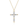 14K Yellow Gold Diamond Cross Pendant Necklace-Bujukan - 0.35 ct