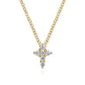 14K Yellow Gold Diamond Cross Pendant Necklace - 0.11 ct