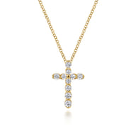 14K Yellow Gold Diamond Cross Pendant Necklace