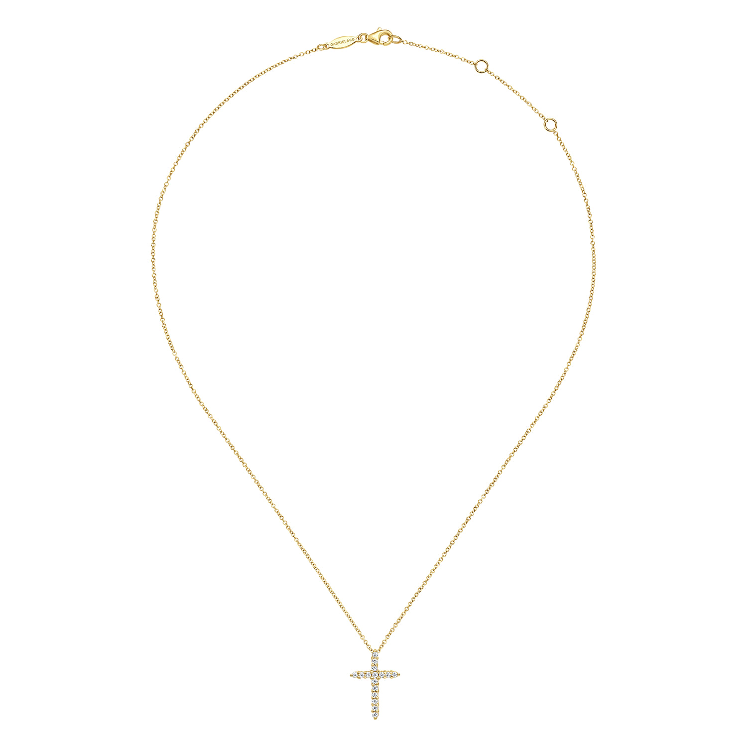 14K Yellow Gold Diamond Cross Pendant Necklace - 0.29 ct - Shot 2