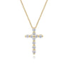 14K Yellow Gold Diamond Cross Pendant Necklace - 0.99 ct