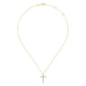 14K Yellow Gold Diamond Cross Pendant Necklace - 0.99 ct