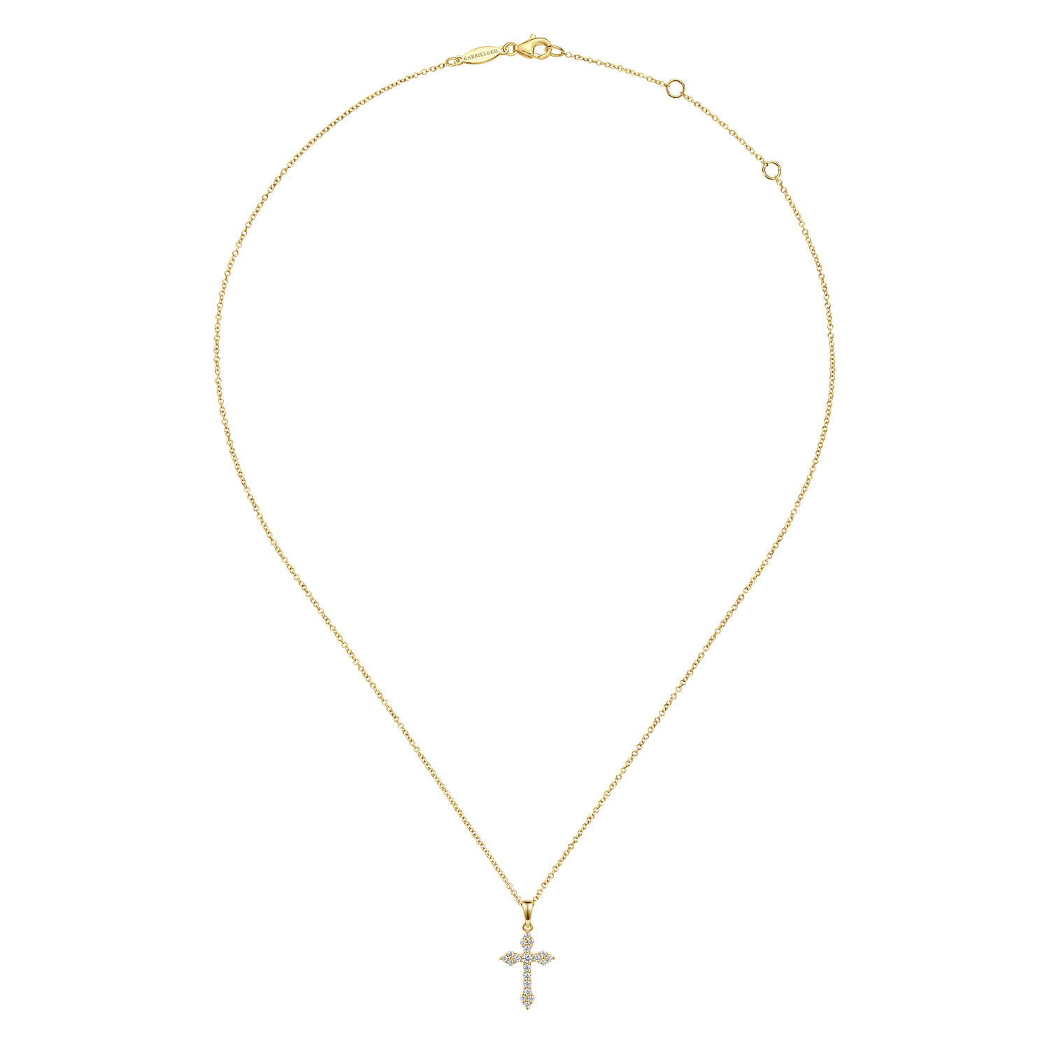 14K Yellow Gold Diamond Cross Pendant Necklace - 0.25 ct - Shot 2