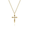14K Yellow Gold Diamond Cross Pendant Necklace - 0.01 ct
