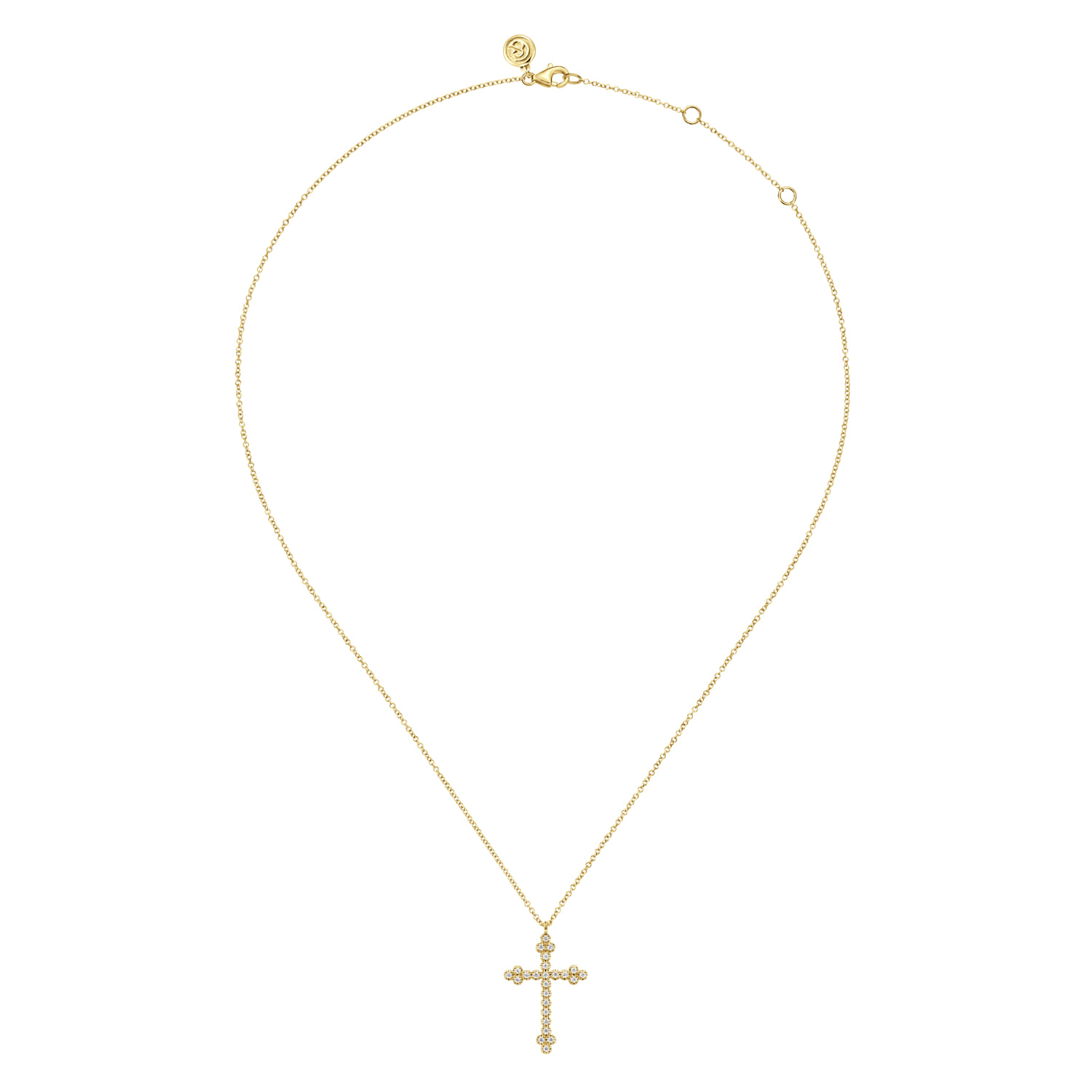 14K Yellow Gold Diamond Cross Pendant Necklace - 0.25 ct - Shot 2