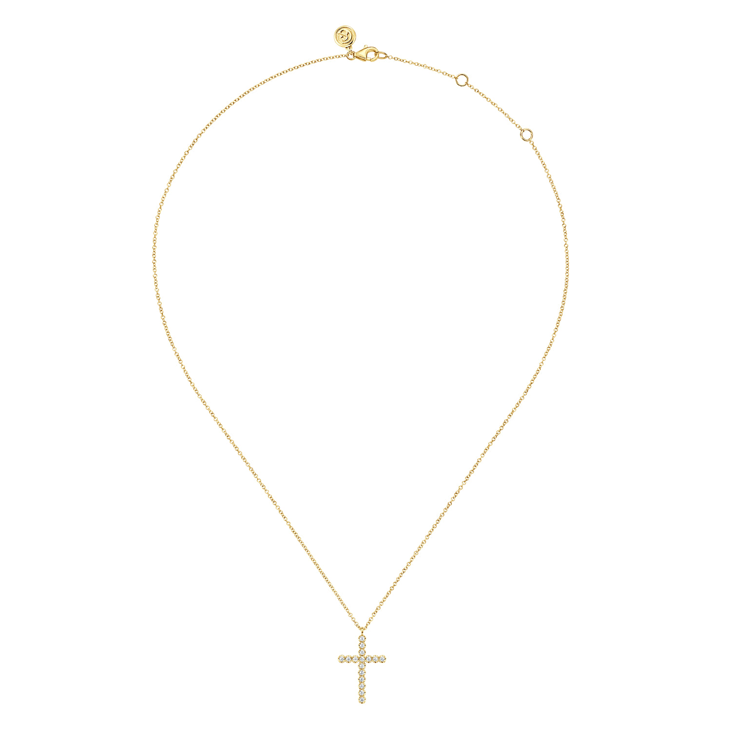 14K Yellow Gold Diamond Cross Pendant Necklace - 0.24 ct - Shot 2