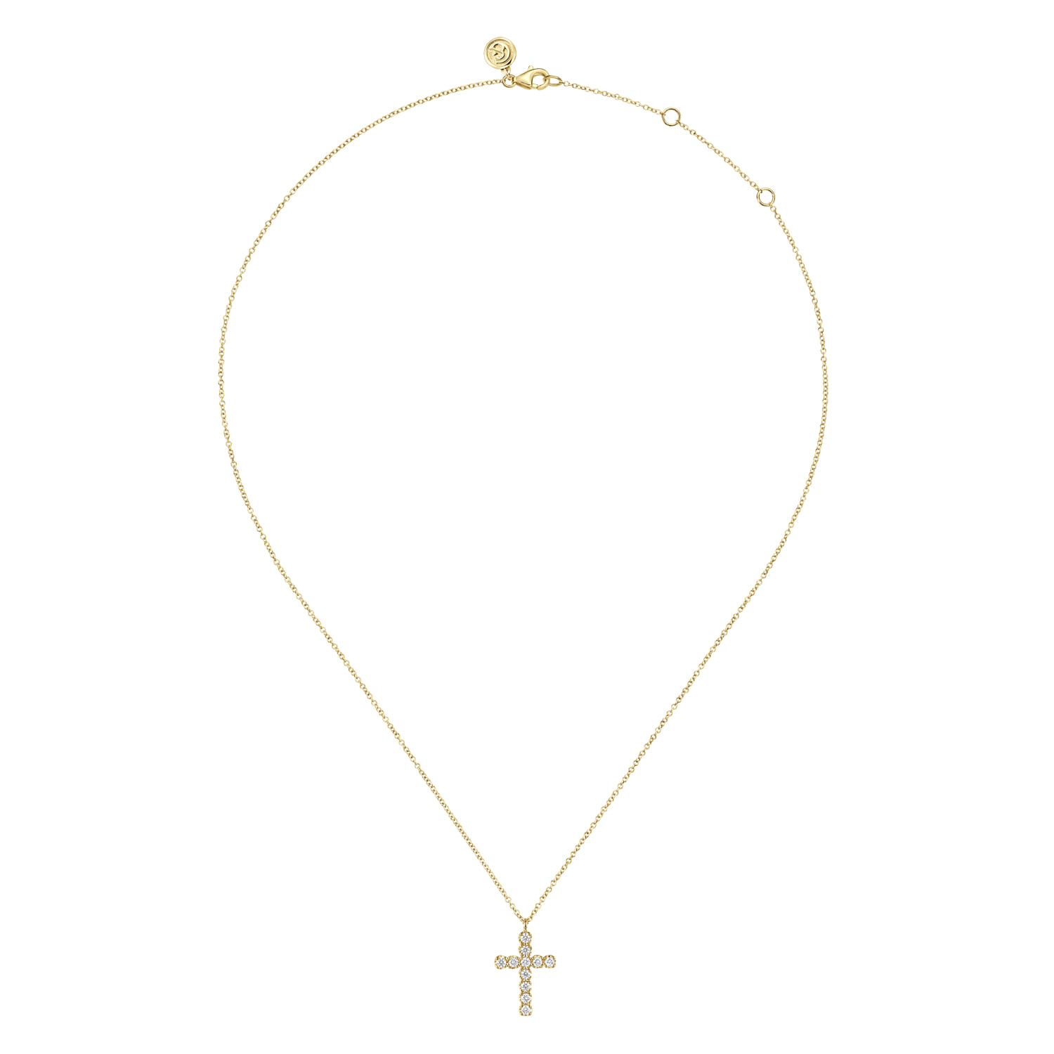 14K Yellow Gold Diamond Cross Pendant Necklace - 0.25 ct - Shot 2