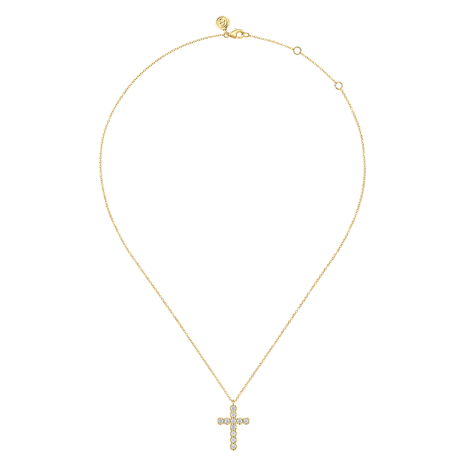 14K Yellow Gold Diamond Cross Pendant Necklace - 0.56 ct - Shot 2