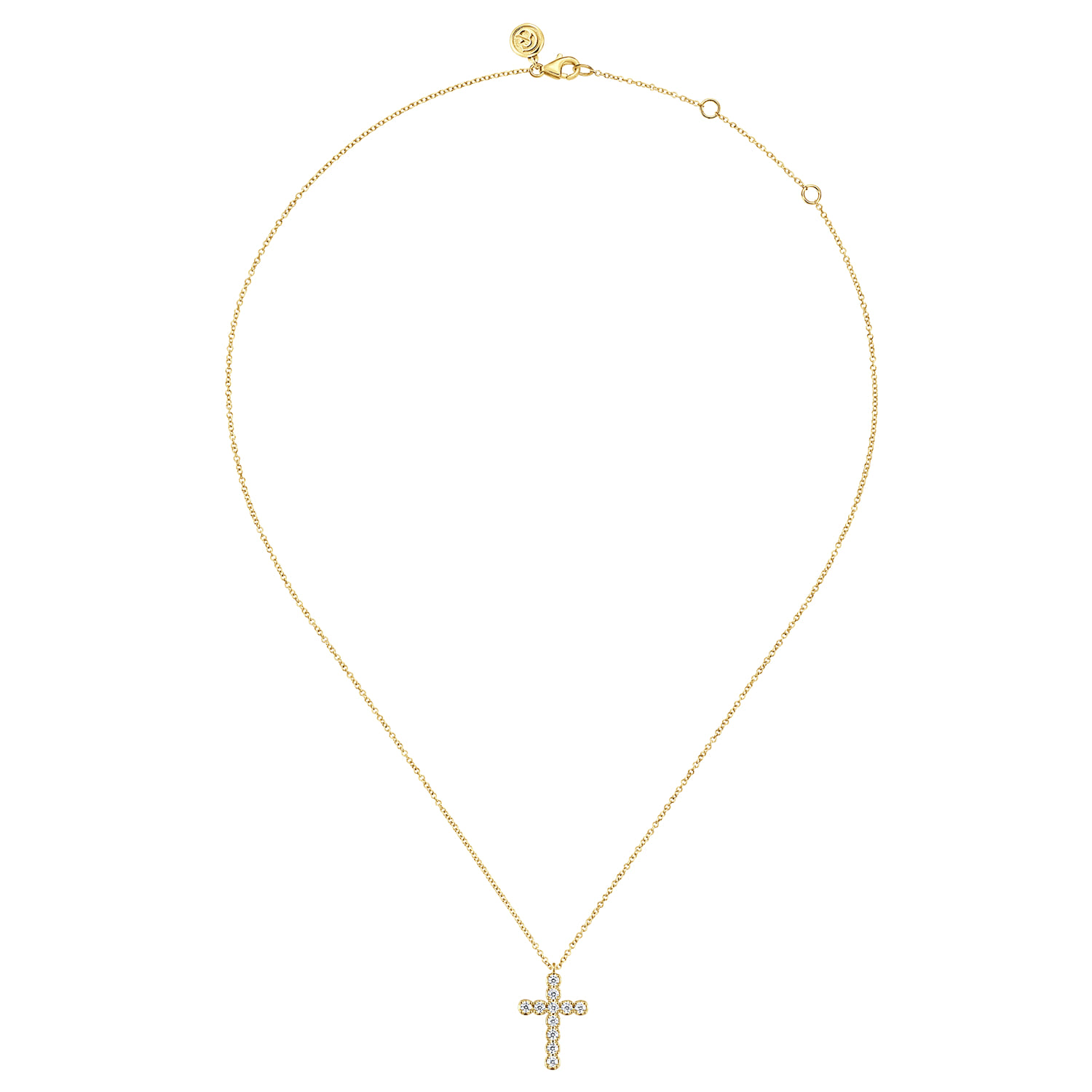 14K Yellow Gold Diamond Cross Pendant Necklace - 0.79 ct - Shot 2