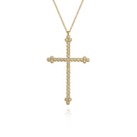 14K Yellow Gold Diamond Cross Pendant Necklace