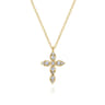 14K Yellow Gold Diamond Cross Pendant Necklace - 0.27 ct