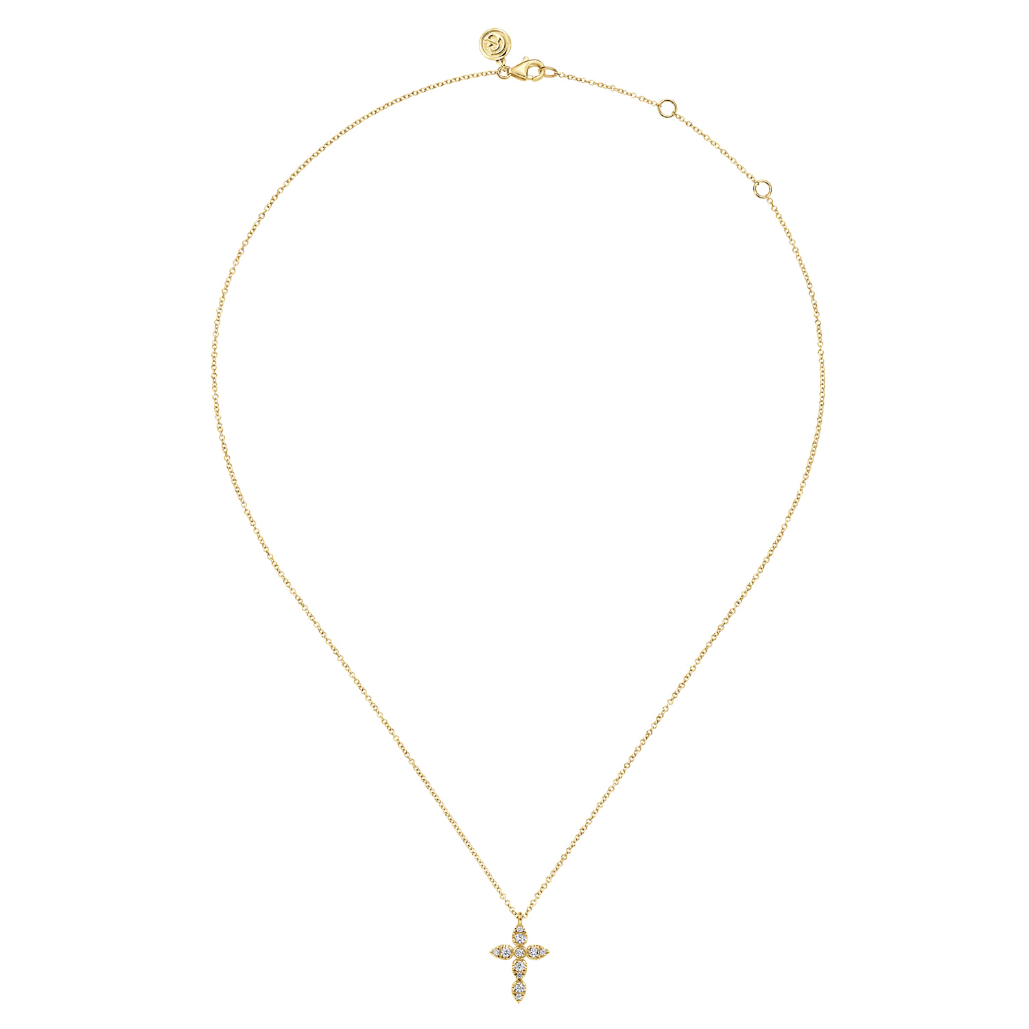 14K Yellow Gold Diamond Cross Pendant Necklace - 0.27 ct - Shot 2