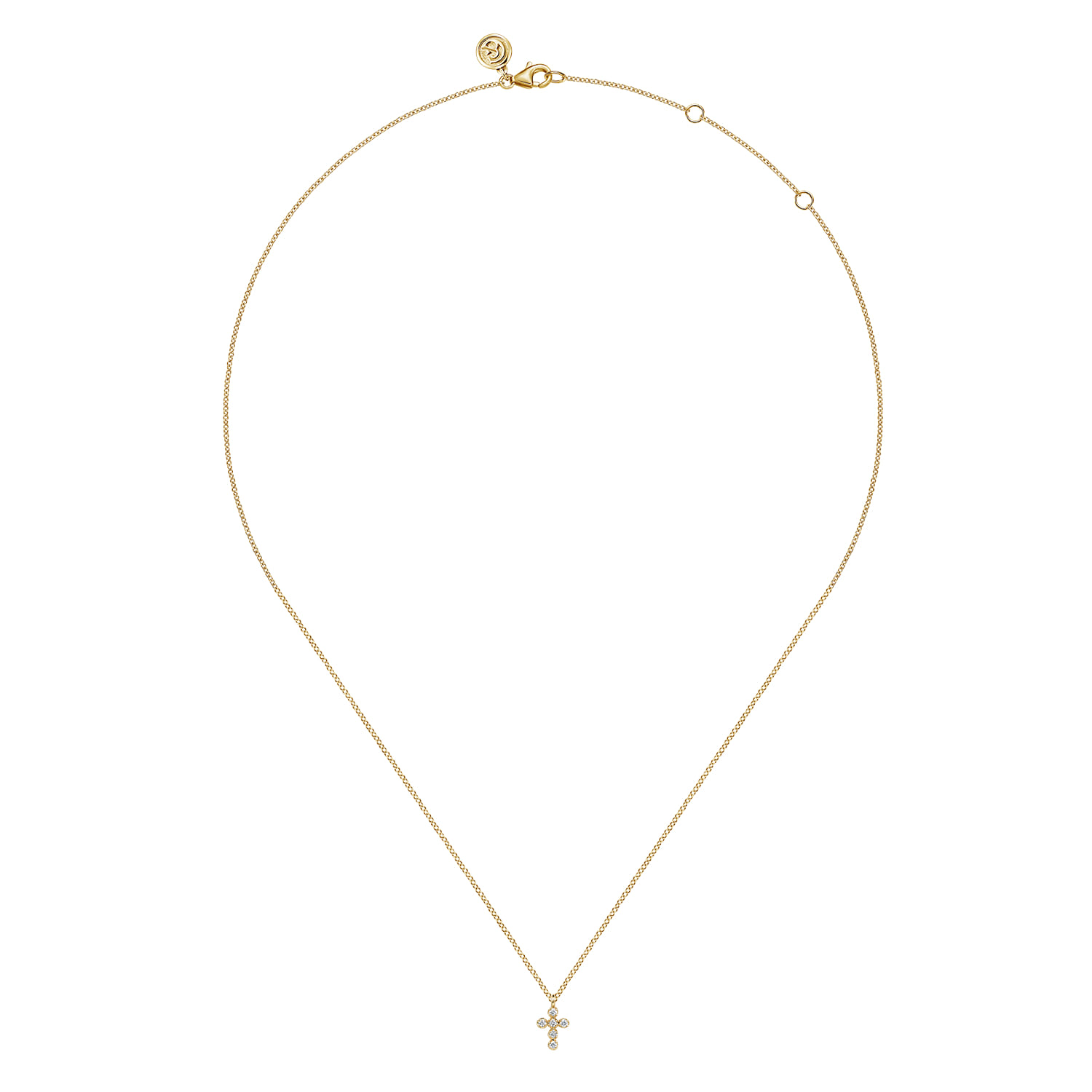14K Yellow Gold Diamond Cross Pendant Necklace - 0.06 ct - Shot 2