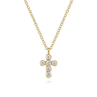 14K Yellow Gold Diamond Cross Pendant Necklace