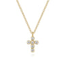 14K Yellow Gold Diamond Cross Pendant Necklace - 0.13 ct