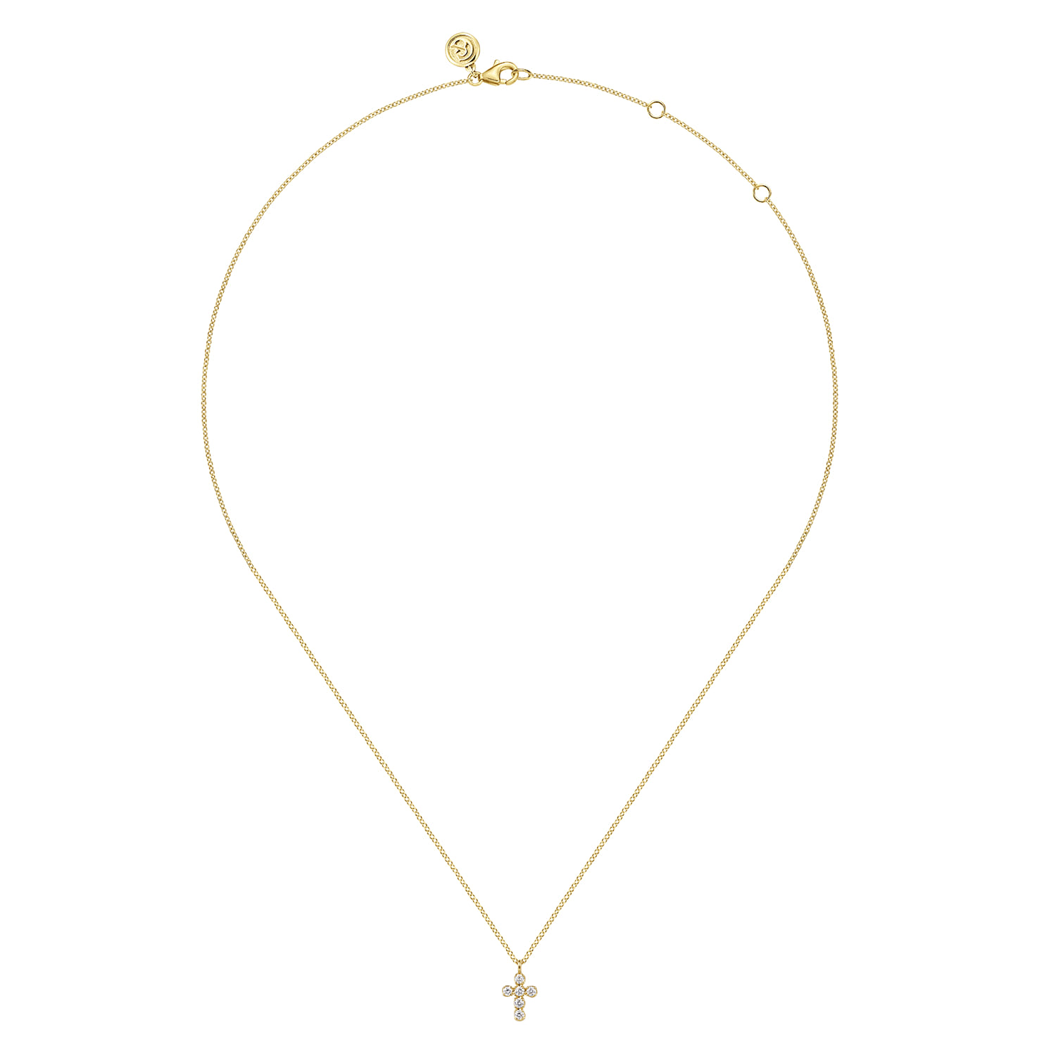 14K Yellow Gold Diamond Cross Pendant Necklace - 0.13 ct - Shot 2