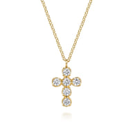 14K Yellow Gold Diamond Cross Pendant Necklace