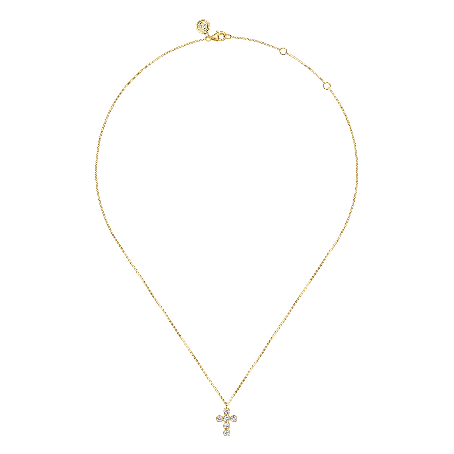 14K Yellow Gold Diamond Cross Pendant Necklace - 0.35 ct - Shot 2