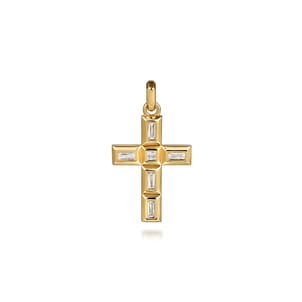 14K Yellow Gold Diamond Cross Pendant