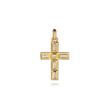 14K Yellow Gold Diamond Cross Pendant