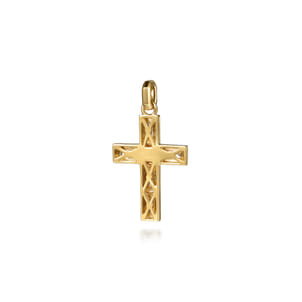 14K Yellow Gold Diamond Cross Pendant