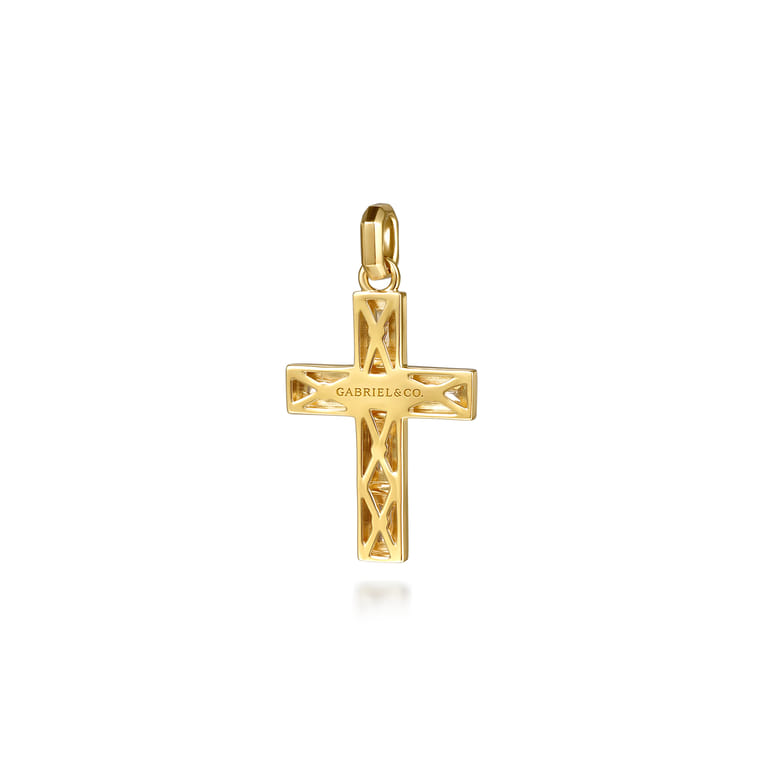 14K Yellow Gold Diamond Cross Pendant - 0.8 ct - Shot 2