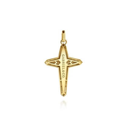 14K Yellow Gold Diamond Cross Pendant