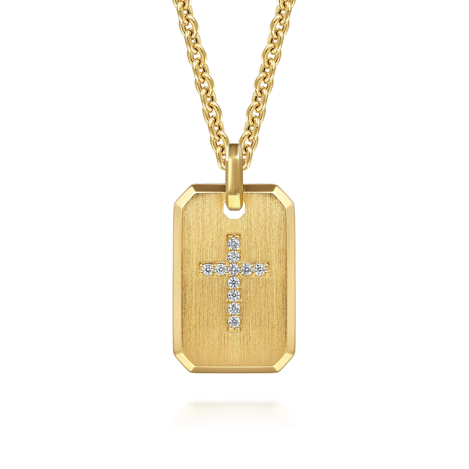 14K Yellow Gold Diamond Cross Pendant