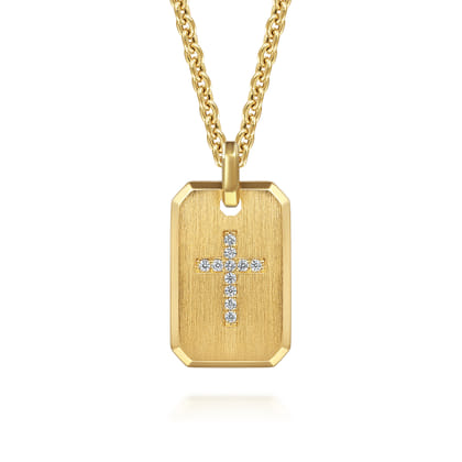 14K Yellow Gold Diamond Cross Pendant