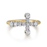 14K Yellow Gold Diamond Cross Ring - 0.3 ct