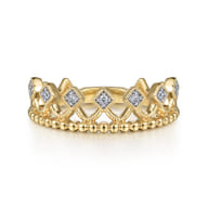 14K Yellow Gold Diamond Crown Ring