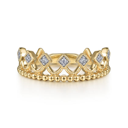 14K Yellow Gold Diamond Crown Ring