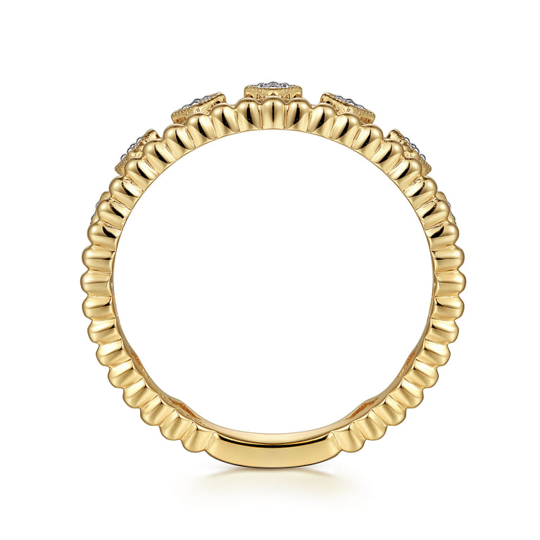 14K Yellow Gold Diamond Crown Ring - 0.05 ct - Shot 2