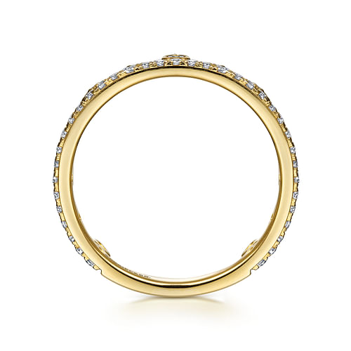14K Yellow Gold Diamond Crown Stackable Ring - 0.33 ct - Shot 2