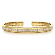 14K Yellow Gold Diamond Cuff Bangle Bracelet