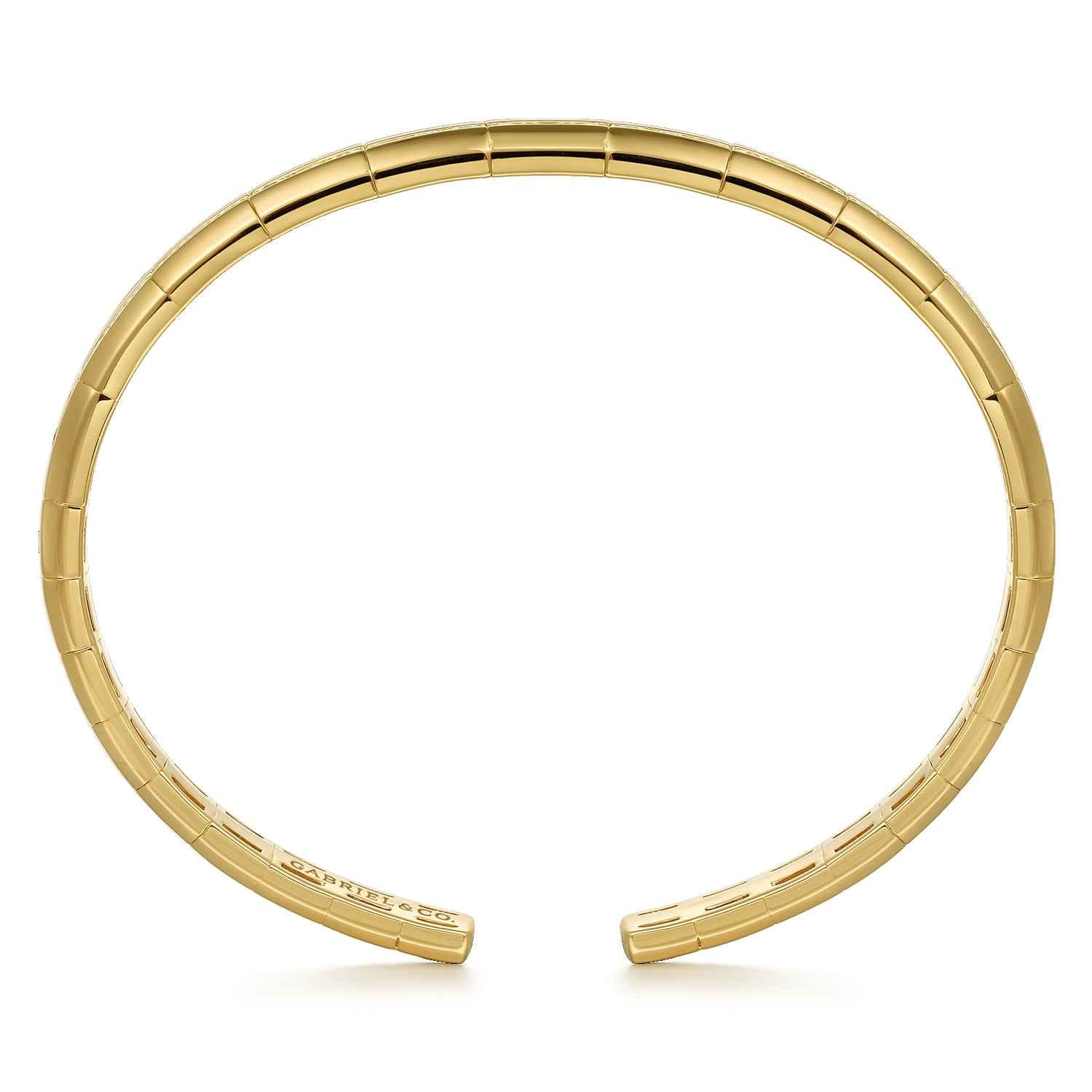 14K Yellow Gold Diamond Cuff Bangle Bracelet - 1.5 ct - Shot 3