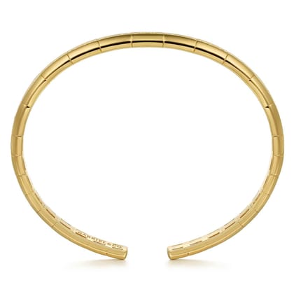 14K Yellow Gold Diamond Cuff Bangle Bracelet