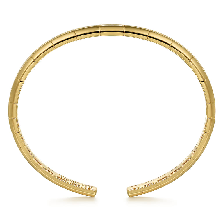 14K Yellow Gold Diamond Cuff Bangle - 1.5 ct - Shot 3