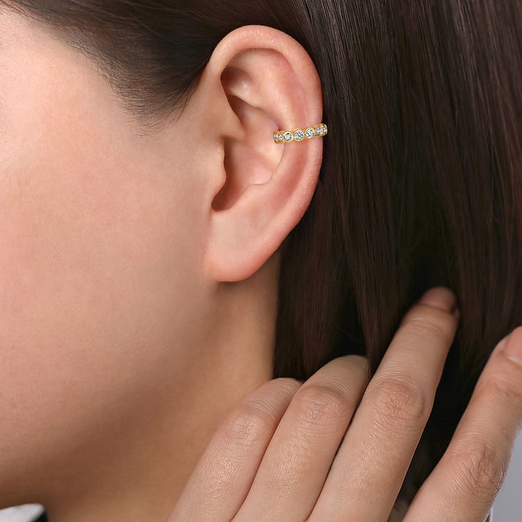 14K Yellow Gold Diamond Cuff Earring